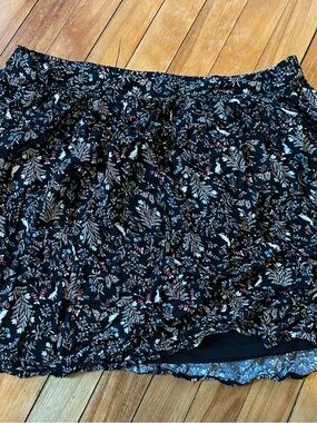 Old Navy Black Mini Skirt with Floral & Bird Accent